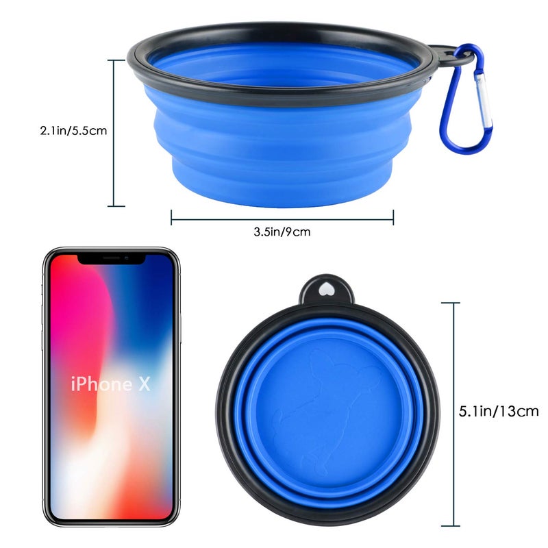 MXZONE 3 Collapsible Silicone Dog Bowl, Foldable Expandable Cup Dish for Small Pet Cat Food Water Feeding Portable Travel Bowl, Pet ID-Tag - Image 2